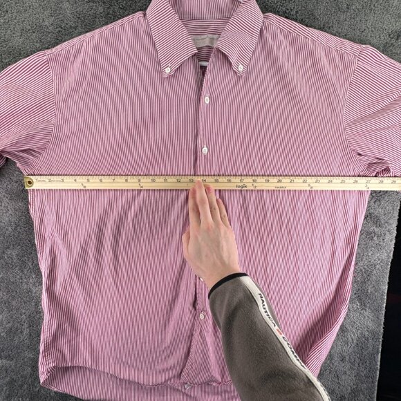 Gitman Bros Long Sleeve Button Up Shirt XL Italy Made Striped Red Adult - Picture 4 of 13